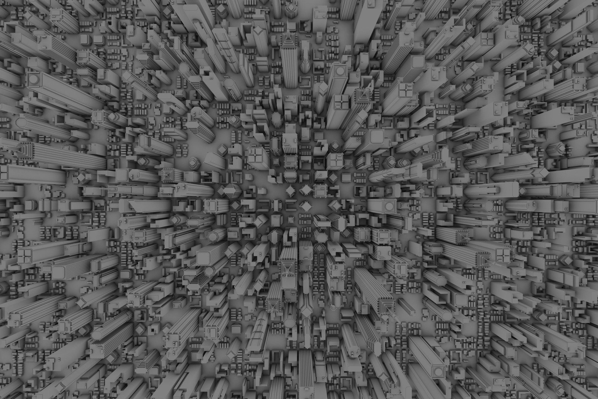 Mappa 3D di una città con i layer di analisi